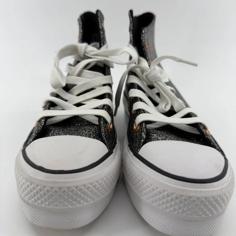 NEW Converse Chuck Taylor‎ All Star Lift Hi Glitter Black Silver Platform 6